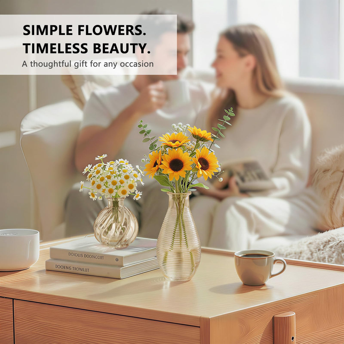 Ruckace ideas for fresh or dried flowers in gold bud vases.