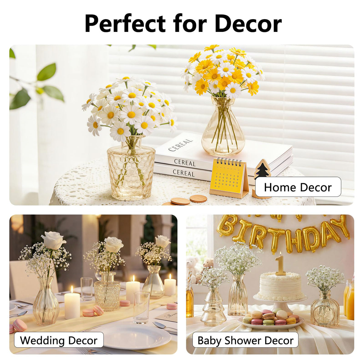 Ruckace mini vases with etched details suit home or venue decor.