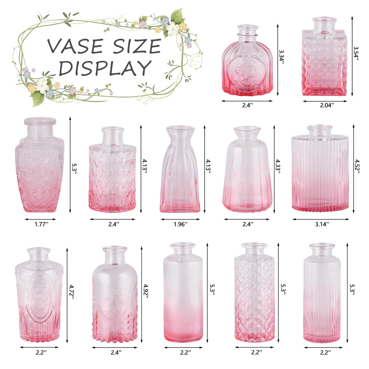 Ruckae gradient pink glass bud vase highlighting slim stems on table decor.
