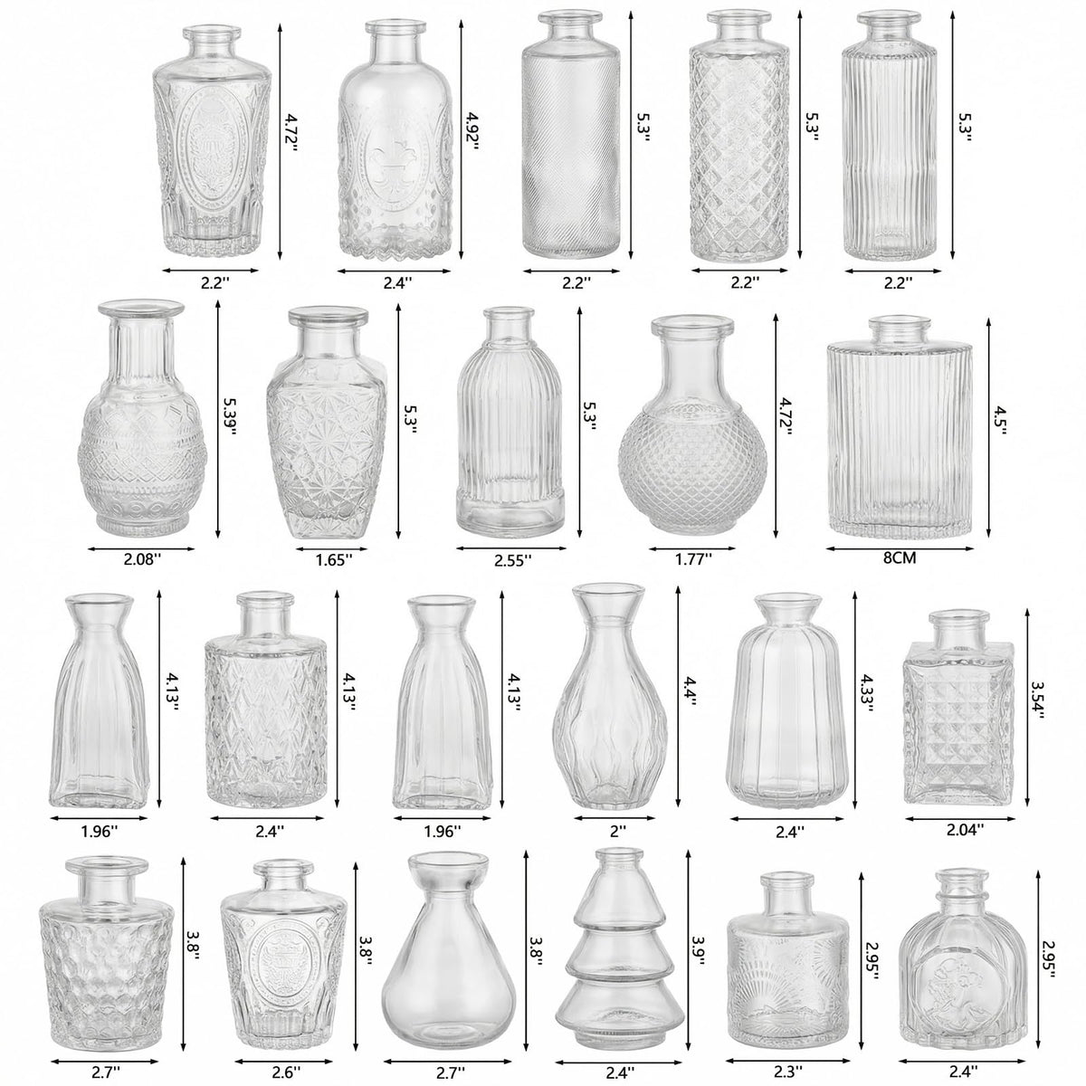 Ruckae mini glass vase set for dining table centerpieces and home decor.