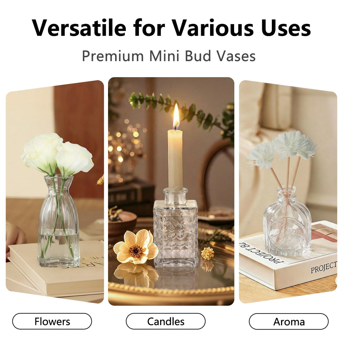 Ruckae versatile vases for fresh or dried arrangements.