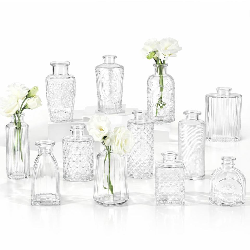 Ruckae small clear bud vase set for elegant centerpieces