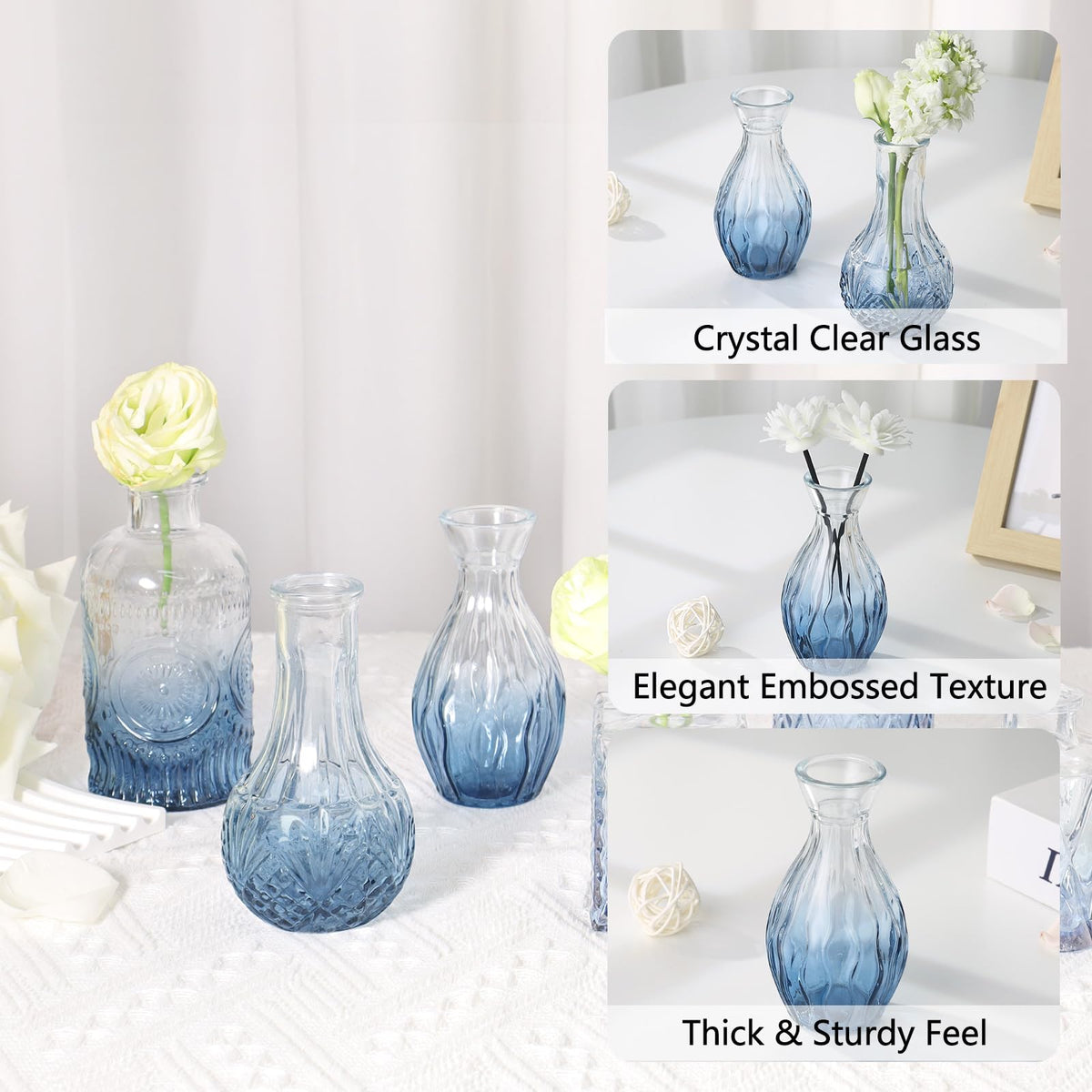 Ruckae thick-base vase provides sturdy support for stems.