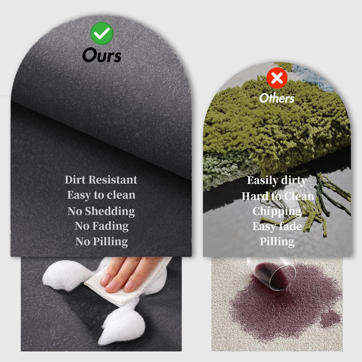 RUERYA easy-clean mat can be wiped or rinsed after use.