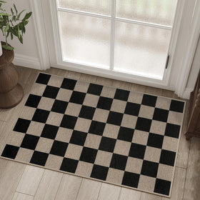 Rugalia Easy Jute Checkered Entryway Rug front door mat for daily outdoor use.