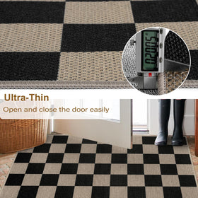 Rugalia Easy Jute Checkered Entryway Rug low-pile design prevents snagging.