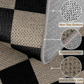 Rugalia Easy Jute Checkered Entryway Rug with non-slip backing keeps entryways stable.