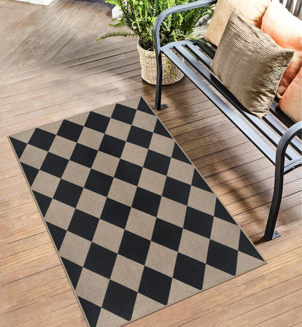 Rugalia Easy Jute Checkered Indoor-Outdoor Doormat for versatile entrances