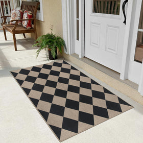 Rugalia Easy Jute Checkered Neutral Kitchen Rug complements neutral interiors