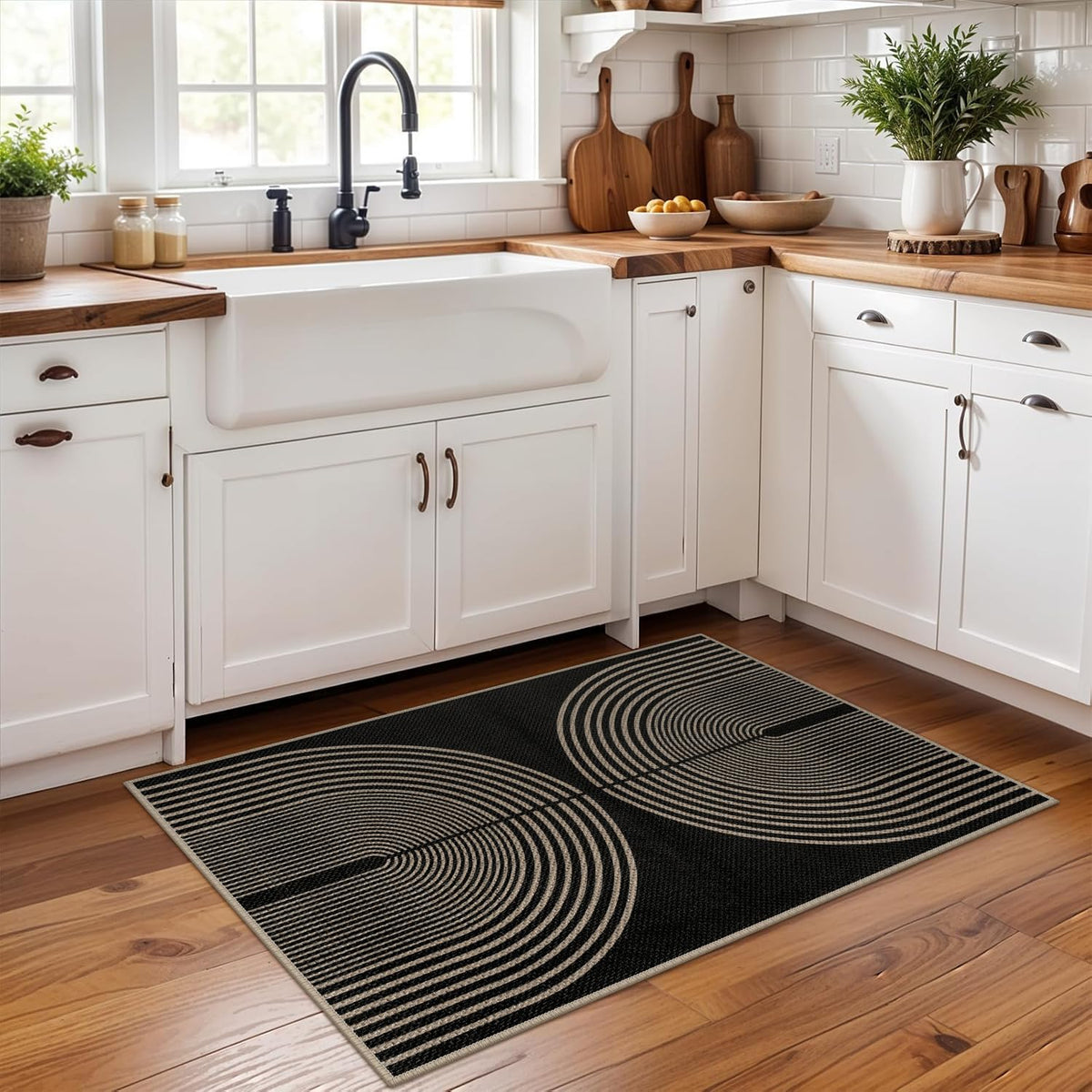 Rugalia Easy Jute Rainbow entryway rug low pile clears door gaps smoothly.