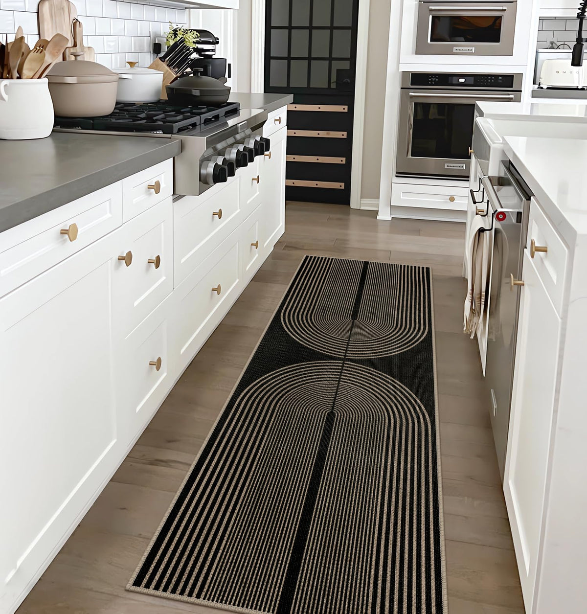 Rugalia Easy Jute Rainbow Runner low pile prevents door snagging
