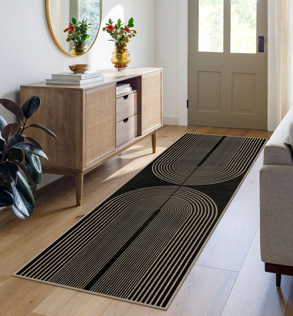 Rugalia Easy Jute Rainbow Runner, top view suitable for hallways and entryways