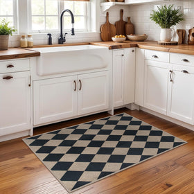 Rugalia Farmhouse diamond design adds subtle texture to interiors.