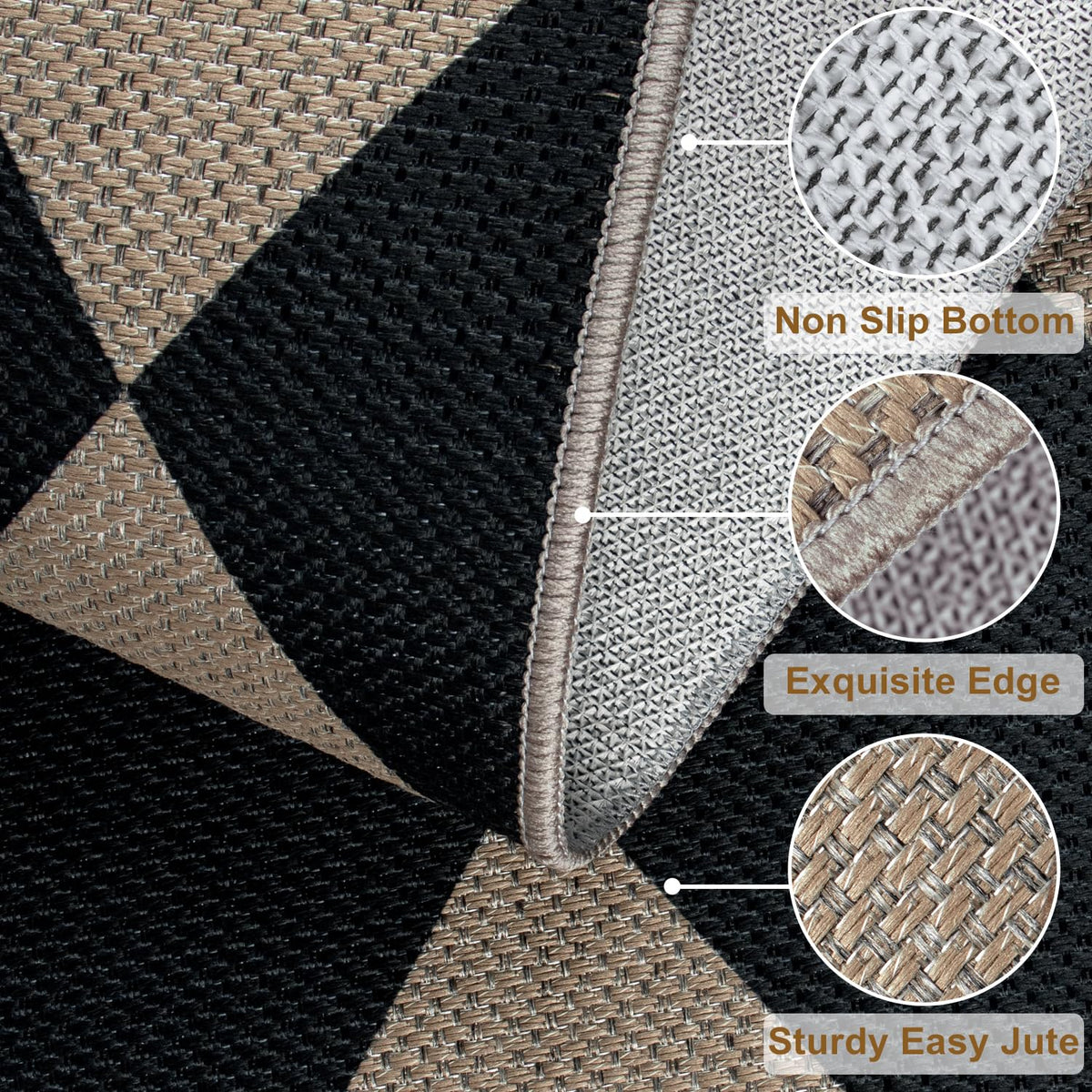 Rugalia Non-slip backing maintains stability on high-traffic floors.