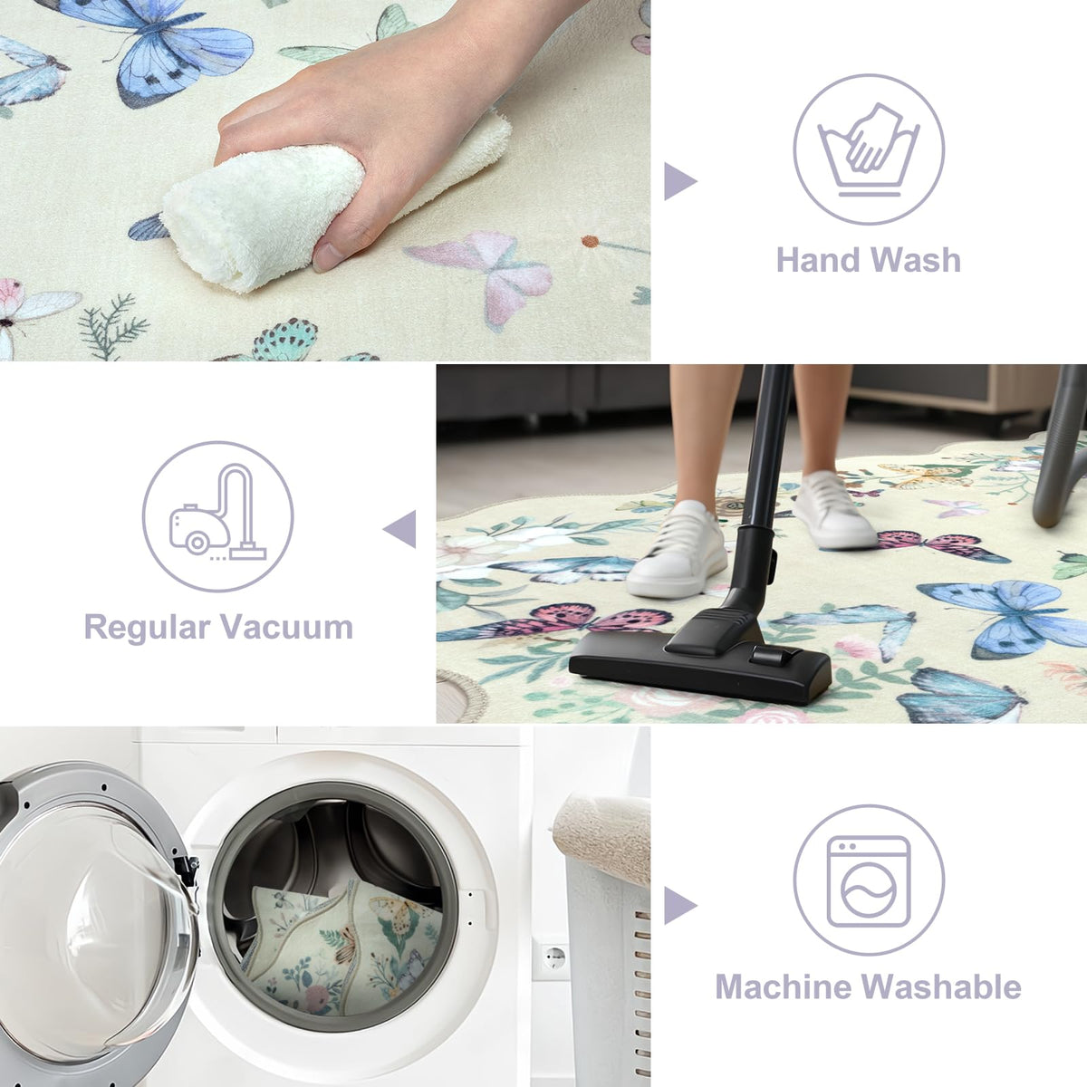 Rugalia non-slip TPE backing helps keep the mat in place