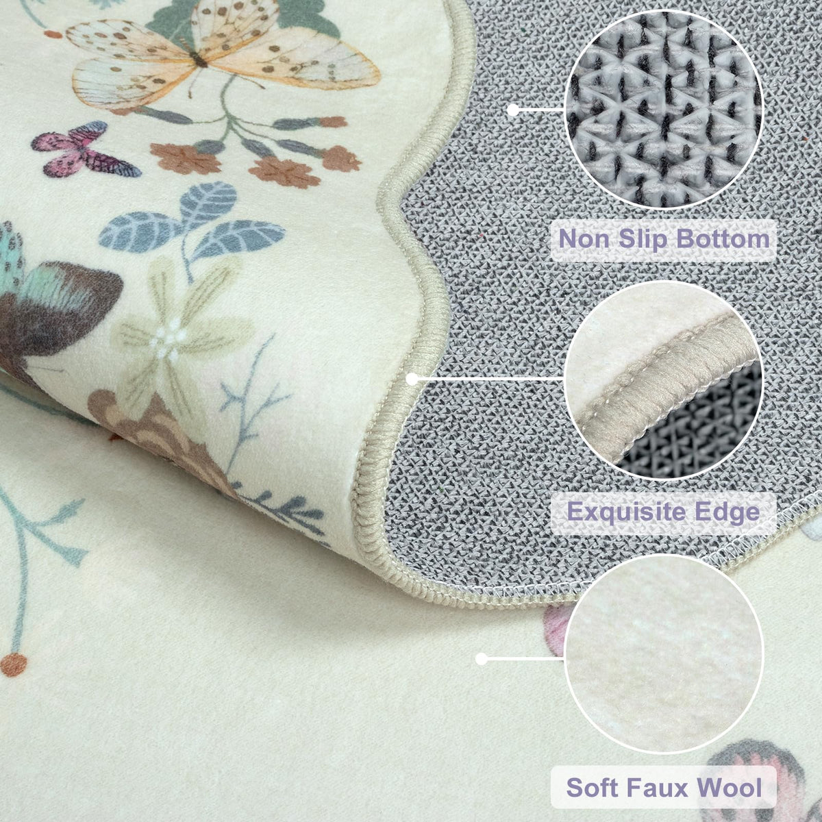 Rugalia soft faux-wool surface provides cloud-like underfoot comfort