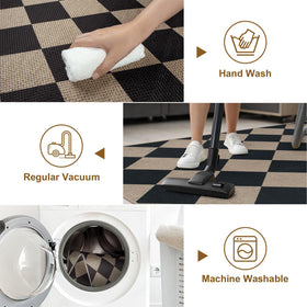 Rugalia Washable rug supports quick cleanup with damp wipe or machine wash.