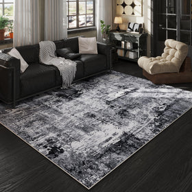 Rugcomf area rug 5x7 with soft abstract pattern adds cozy ambiance in living rooms.