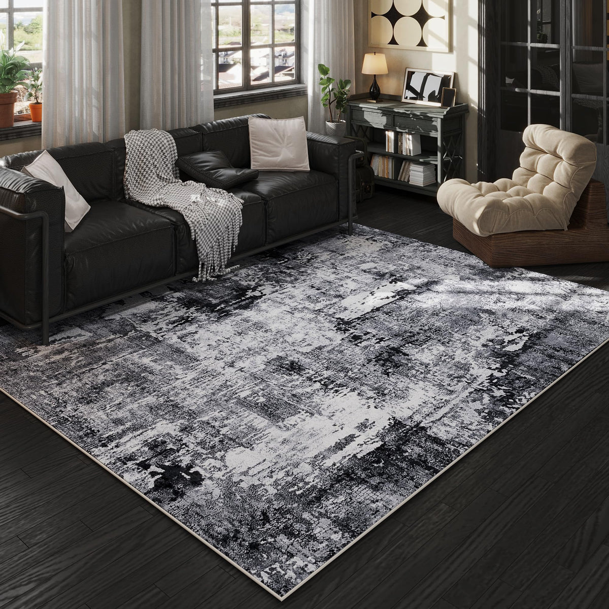 Rugcomf 6x9 washable rug with soft faux wool for living room comfort