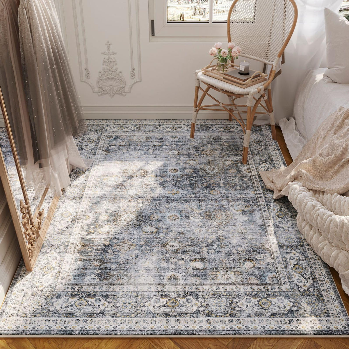 Rugcomf 4x6 easy to vacuum area rug for quick maintenance