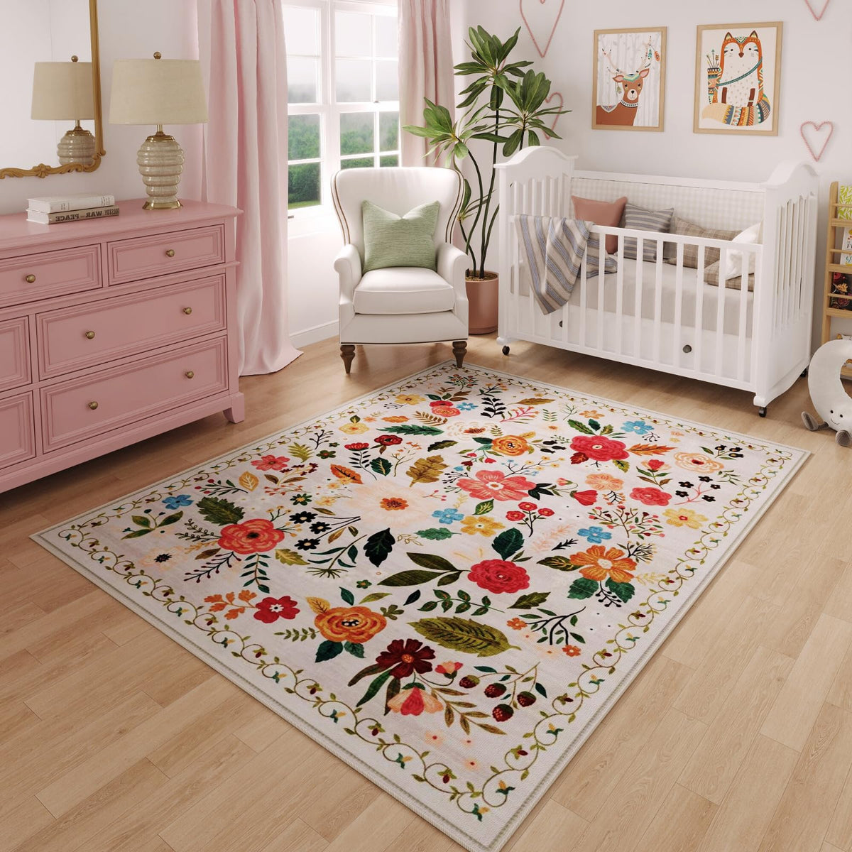 Rugcomf beige boho medallion rug — soft underfoot for cozy bedrooms.