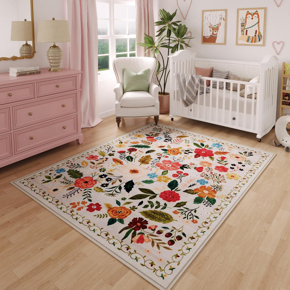 Rugcomf beige boho rug 4x6 with soft inviting texture for bedrooms