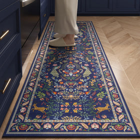 Rugcomf blue floral kitchen runner adds vibrant style to busy entryways.