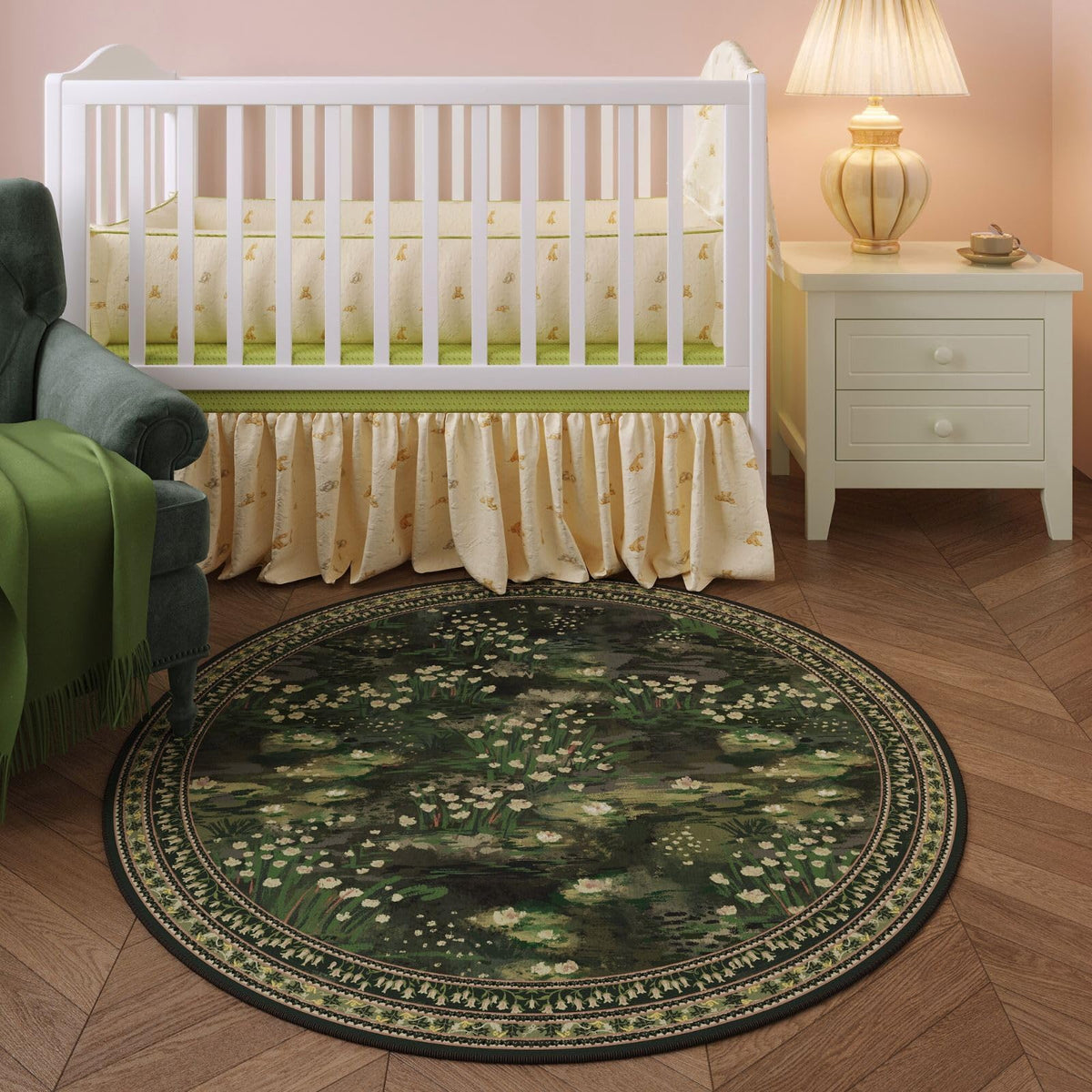Rugcomf Circle Rug living-room-setup showcases versatile decor for a calm, inviting lounge space.