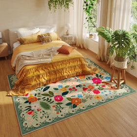 Rugcomf digital vintage medallion green adds timeless charm.