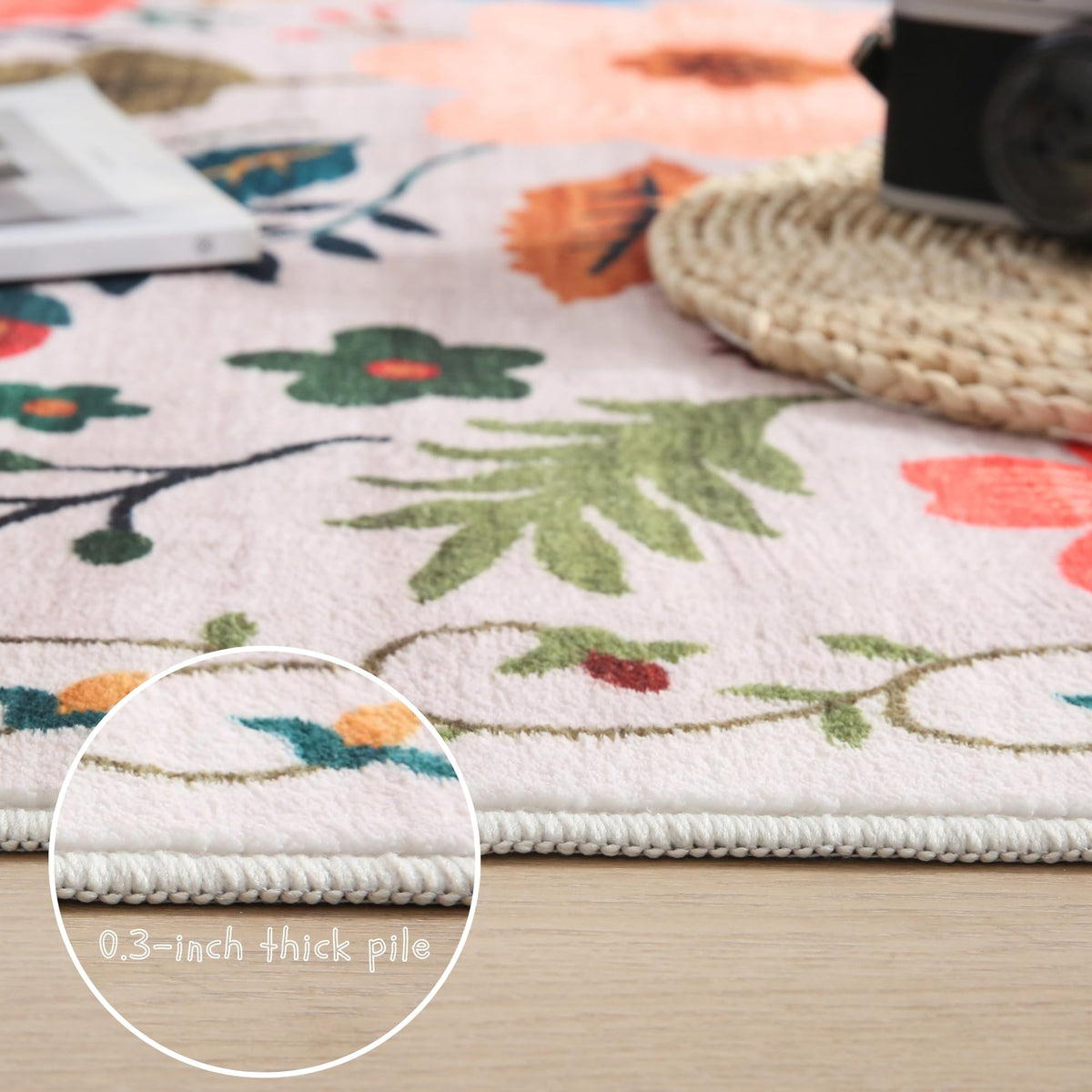 Rugcomf durable faux wool fibers resist wear and fading over time