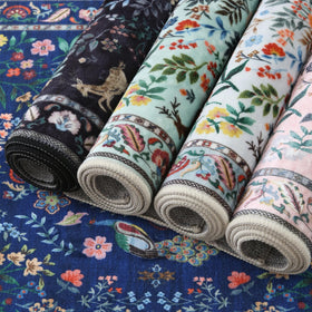 Rugcomf easy-care blue rug cleans quickly in machine wash.