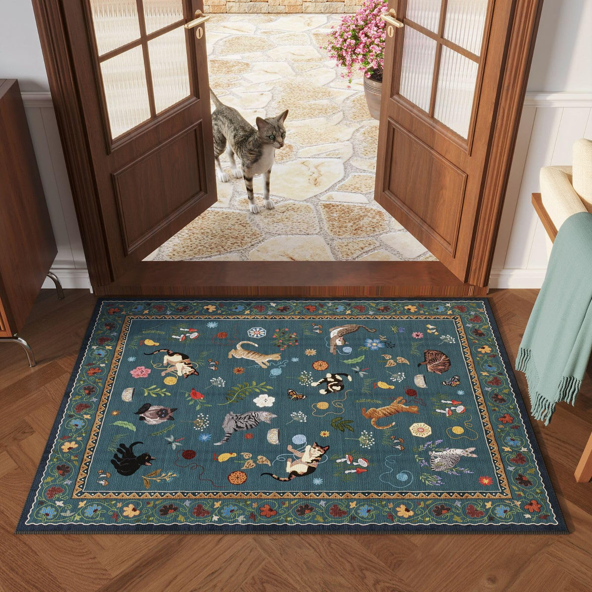 Rugcomf floral animal design rug adds vibrant style to living spaces and doorways
