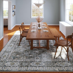 Rugcomf grey colorway complements modern farmhouse interiors.