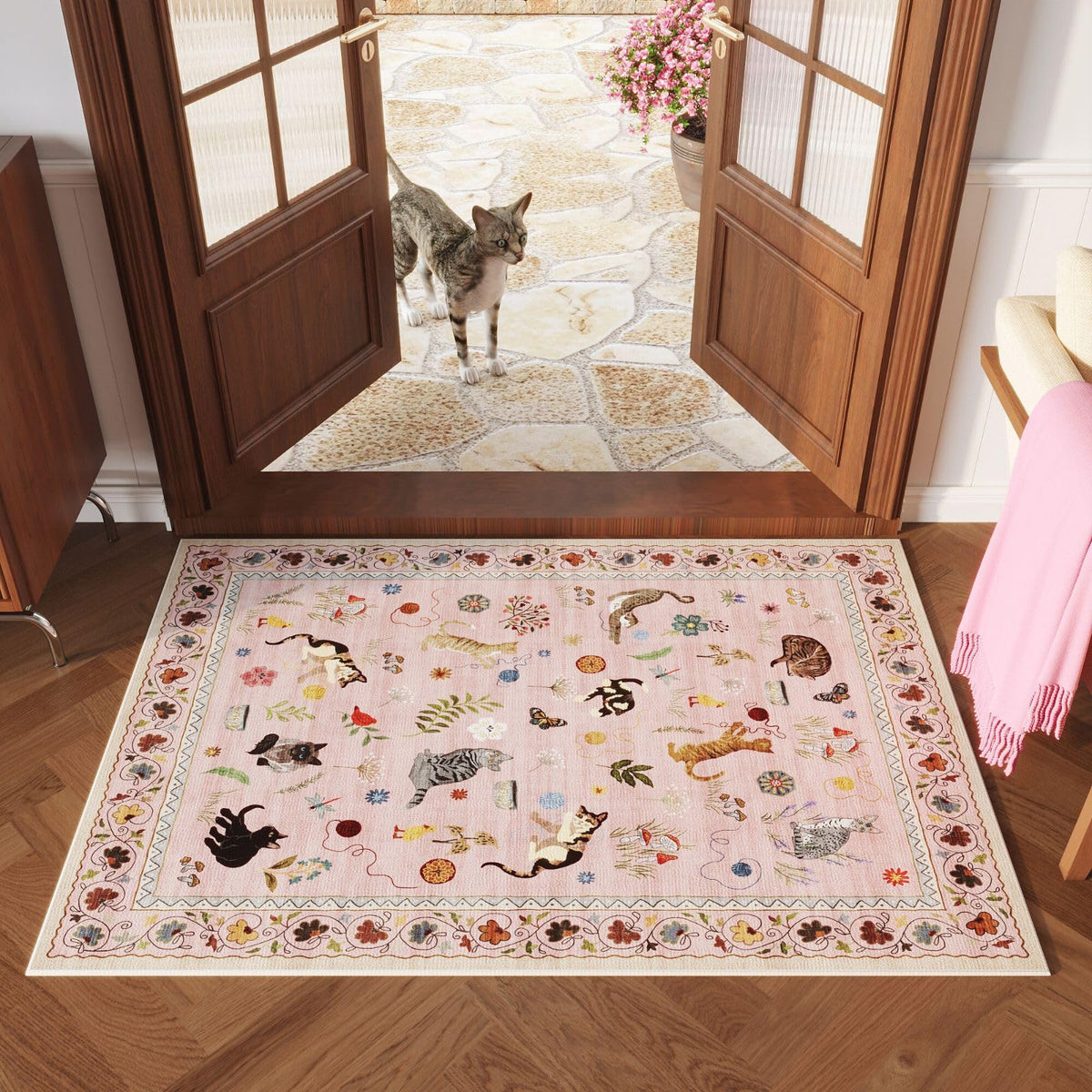 Rugcomf indoor entrance 2x3 mat; pink color