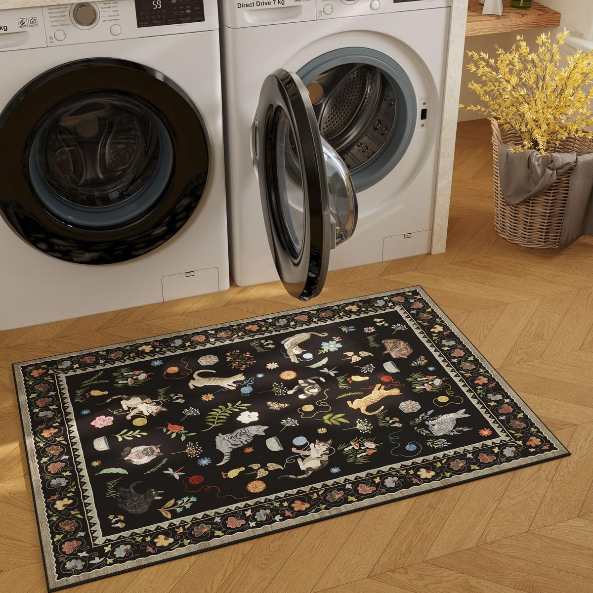 Rugcomf kid and pet-friendly rug stands up to daily activity.