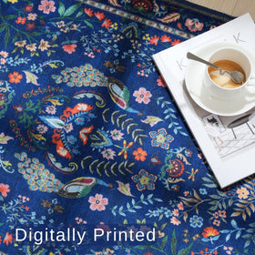 Rugcomf kid and pet friendly blue rug for high-traffic areas