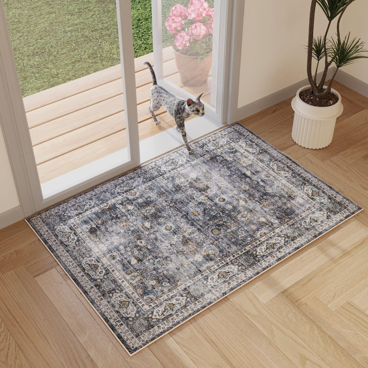 Rugcomf kids- and pets-friendly rug minimizes snagging and shedding.