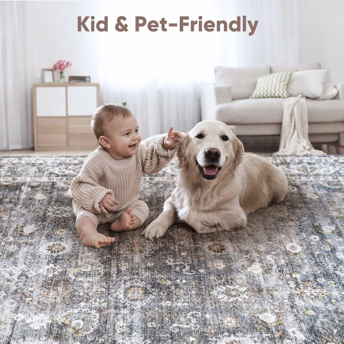 Rugcomf kitchen/entryway non-slip rug stays in place on smooth floors