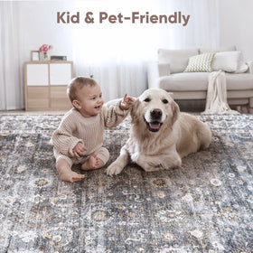Rugcomf kitchen/entryway non-slip rug stays in place on smooth floors