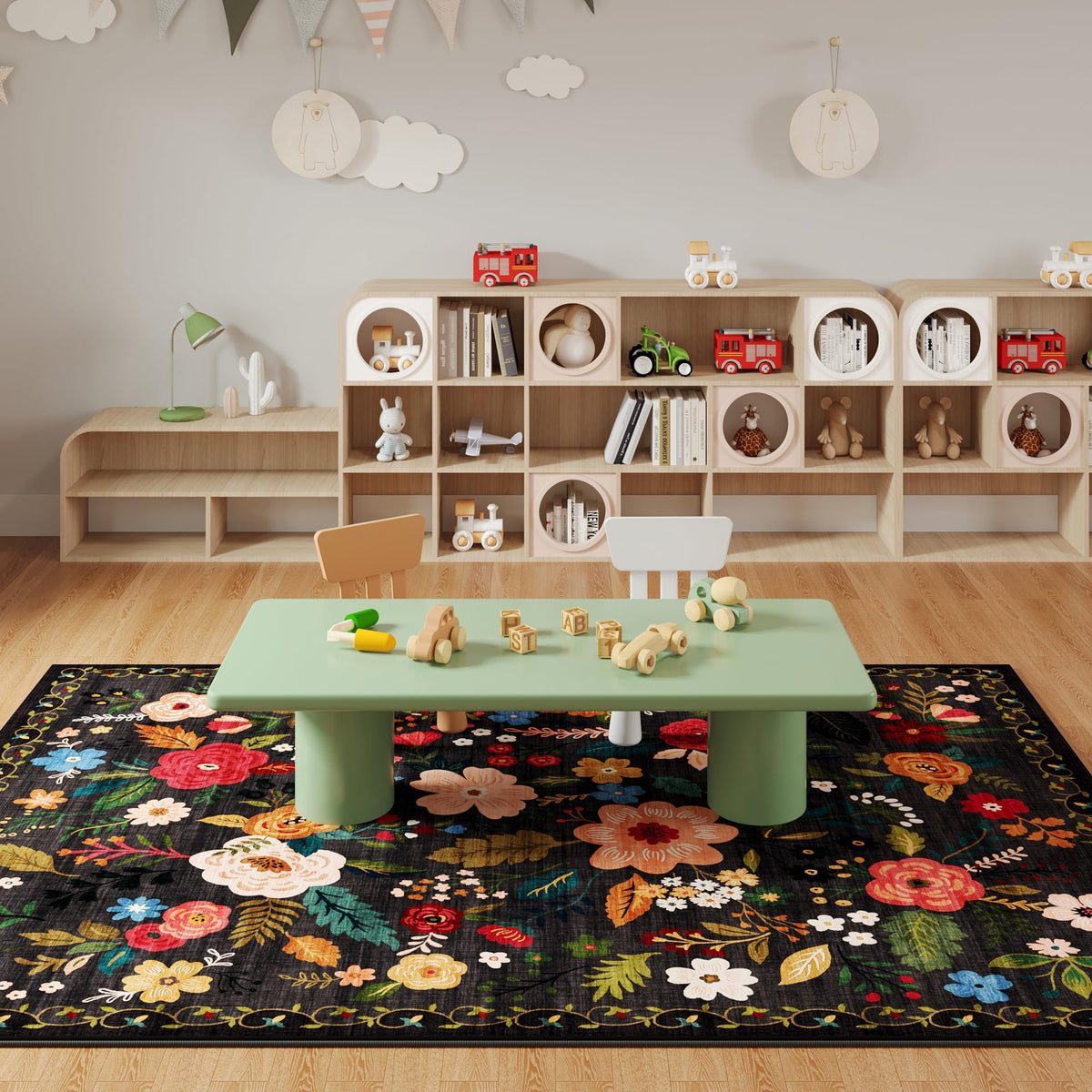 Rugcomf black rug for dining rooms and entryways.