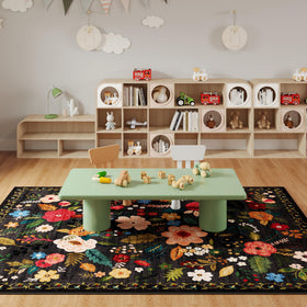 Rugcomf black rug for dining rooms and entryways.
