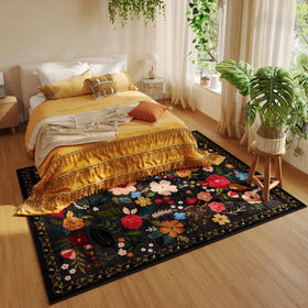 Rugcomf low-pile rug fits under furniture.