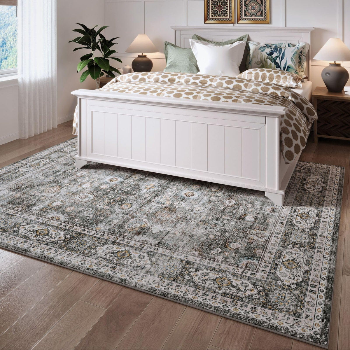 Rugcomf living room setup shows large 8x10 rug under furniture.