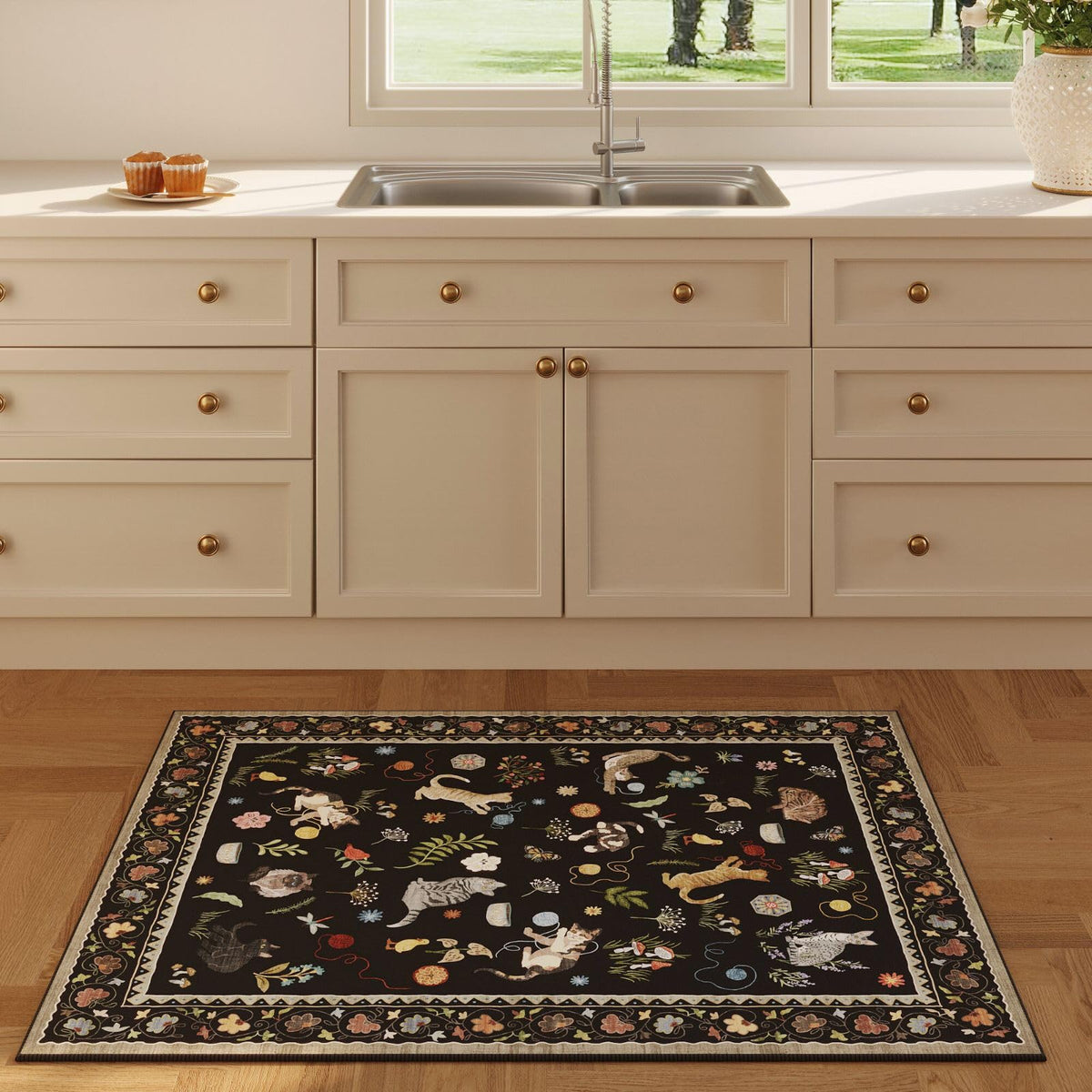 Rugcomf low-pile non-slip backing keeps the rug in place.