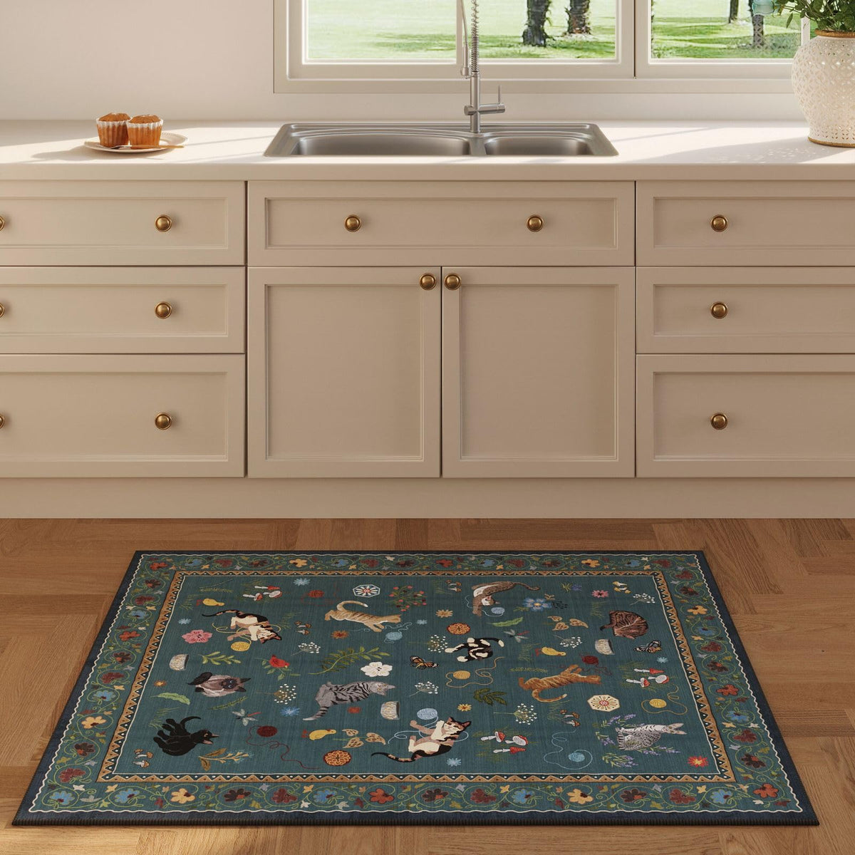Rugcomf low-profile pile rug is kid and pet friendly for busy homes
