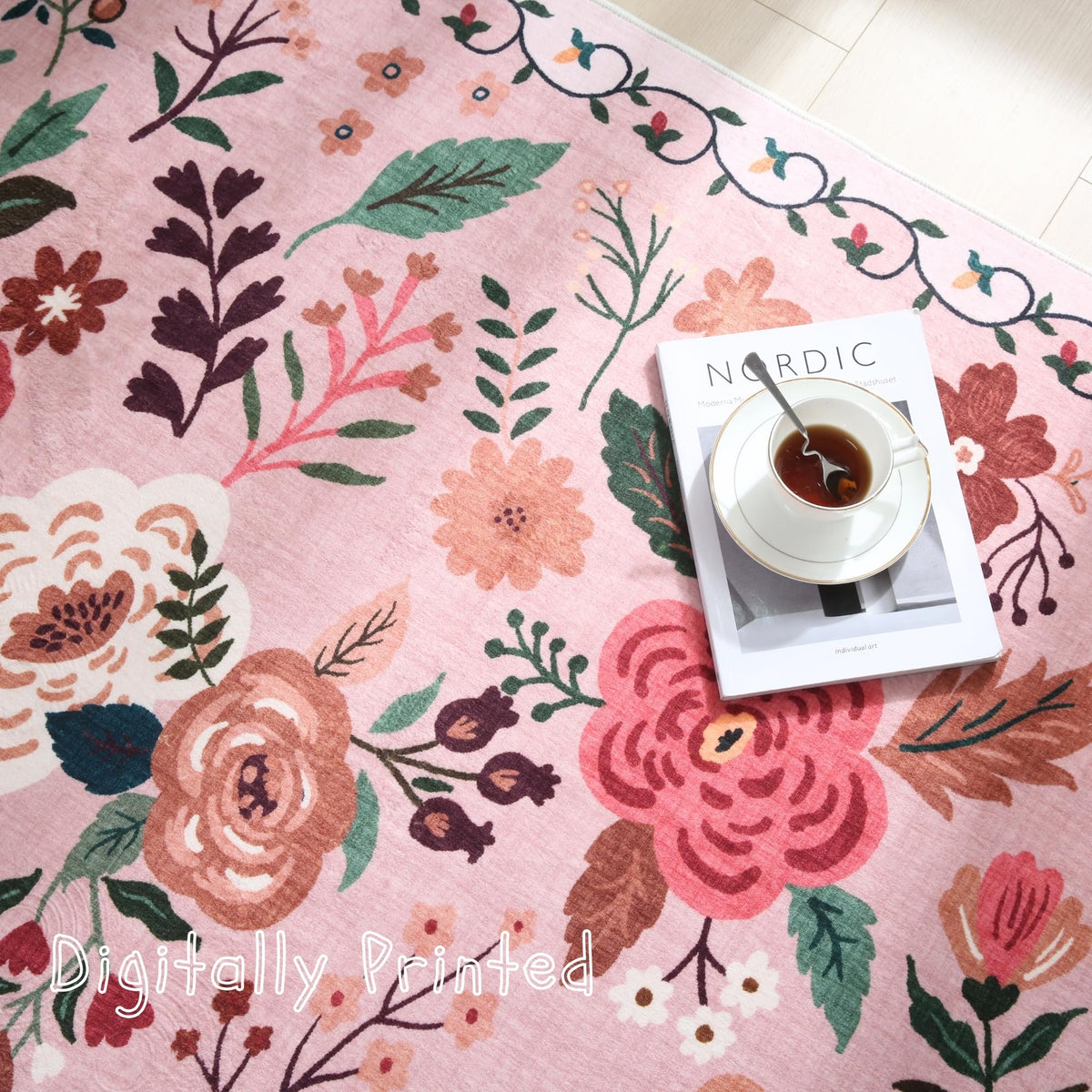 Rugcomf machine-washable pink entrance mat for quick refreshes.