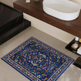 Rugcomf machine washable blue rug for quick cleaning