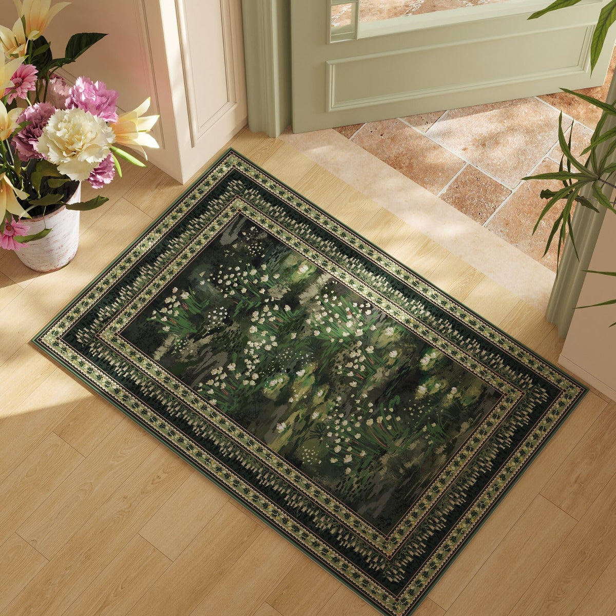 Rugcomf machine-washable rug ready for easy cleaning after spills.