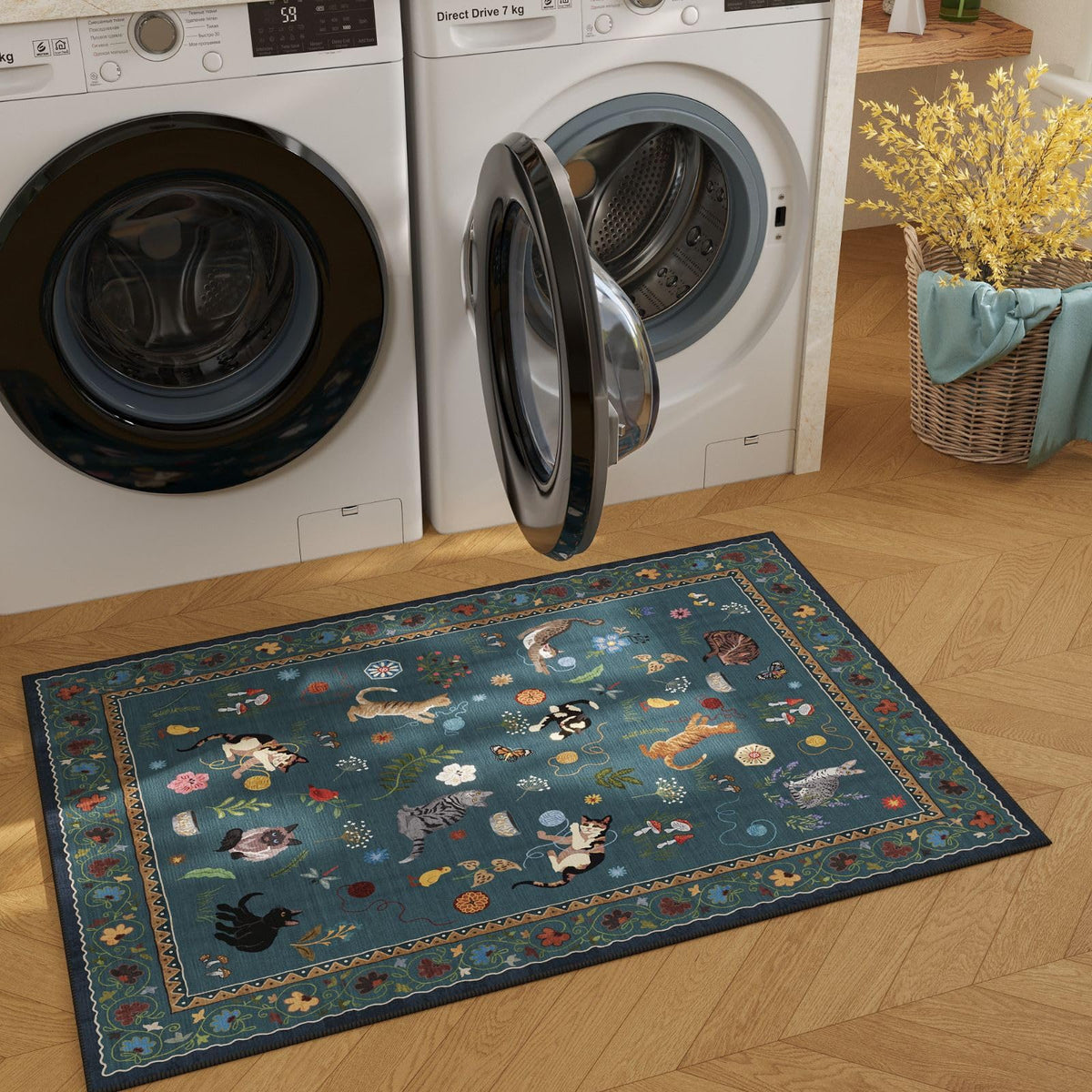 Rugcomf machine washable rug simplifies cleaning with cold water gentle cycles