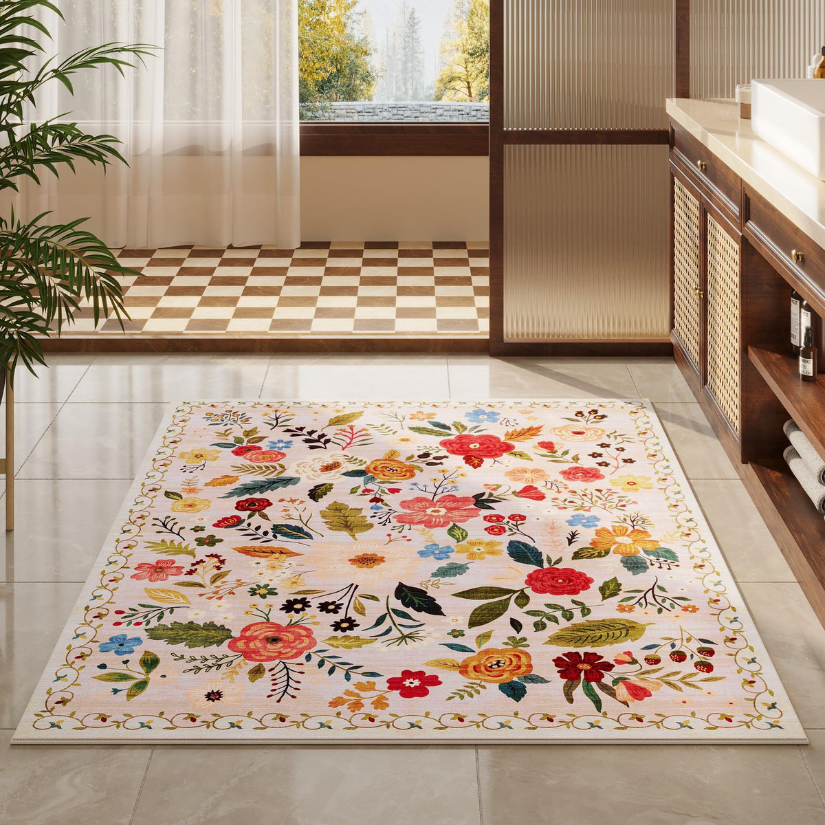 Rugcomf machine-woven boho rug with consistent pattern